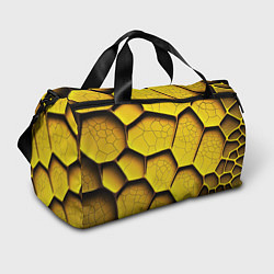 Сумки спортивные Желтые шестиугольники с трещинами - объемная текст, цвет: 3D-принт