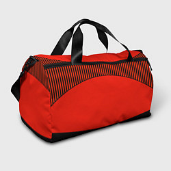 Сумки спортивные Оранжево черный комбинированный узор в полоску, цвет: 3D-принт