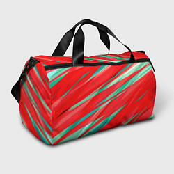 Спортивная сумка Красный и бирюзовый абстрактный полосы