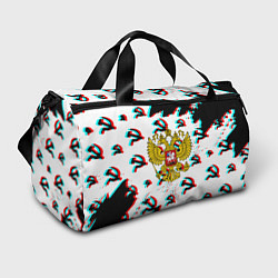 Сумки спортивные Россия паттерн ссср глитч, цвет: 3D-принт