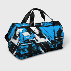 Сумки спортивные Diagonal black and white stripes on a blue backgro, цвет: 3D-принт