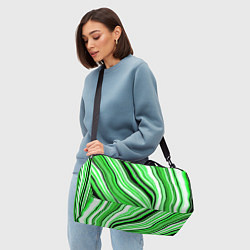 Сумки спортивные Волнистые вертикальные чёрно-зелёные полосы, цвет: 3D-принт — фото 2