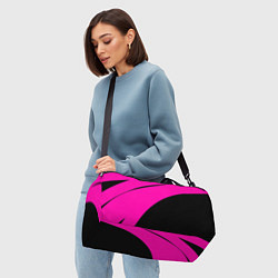 Сумки спортивные Розовый с чёрным двуцветный с полосой, цвет: 3D-принт — фото 2