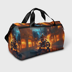 Сумки спортивные Скелет байкер, цвет: 3D-принт