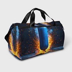 Сумки спортивные Синяя боксерская груша в огне, цвет: 3D-принт