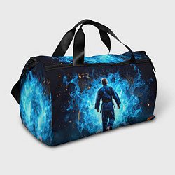 Сумки спортивные Дзюдоист в синем пламени, цвет: 3D-принт