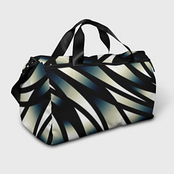 Сумки спортивные Чёрно-белый с синим затемнением полосы, цвет: 3D-принт