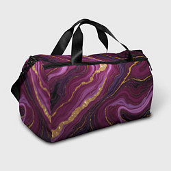 Сумки спортивные Пурпурный мрамор с золотыми разводами, цвет: 3D-принт
