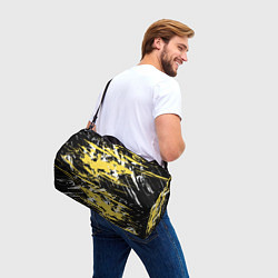 Сумки спортивные Желтая краска на черном, цвет: 3D-принт — фото 2