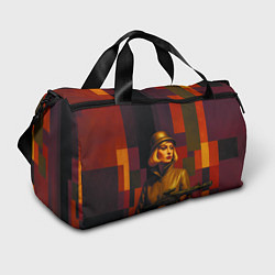 Сумки спортивные Девушка с автоматом ретрофутуризм поп-арт 1970-е, цвет: 3D-принт