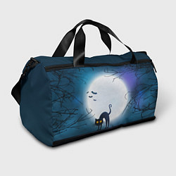 Сумки спортивные Полнолуние и черный кот - жуткий Хэллоуин, цвет: 3D-принт