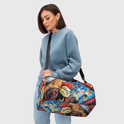 Сумки спортивные Панк Шрек на фоне домов, цвет: 3D-принт — фото 2