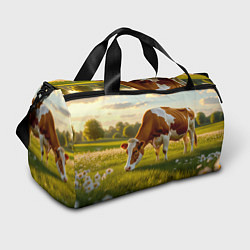Сумки спортивные Корова в лучах заката, цвет: 3D-принт