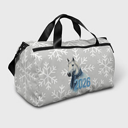 Сумки спортивные Лошадь на фоне снижинок 2026, цвет: 3D-принт