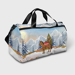 Сумки спортивные Лошадь с салатом Под шубой, цвет: 3D-принт