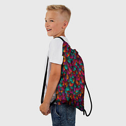 Рюкзак-мешок Разноцветные перья, цвет: 3D-принт — фото 2