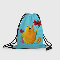 Рюкзак-мешок Кот с цветком, цвет: 3D-принт