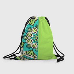 Рюкзак-мешок Салатовый цветок мандалы, цвет: 3D-принт