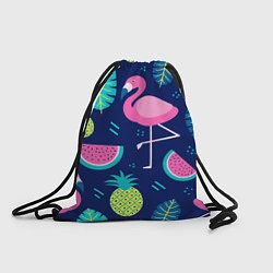Рюкзак-мешок Фруктовый фламинго, цвет: 3D-принт