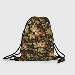 Рюкзак-мешок Хохлома роспись клубника, цвет: 3D-принт