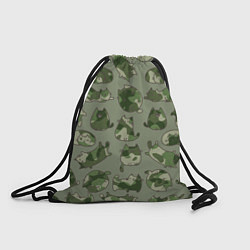 Рюкзак-мешок Камуфляж с котиками хаки, цвет: 3D-принт