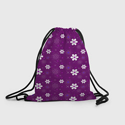 Рюкзак-мешок Узор цветы на фиолетовом фоне, цвет: 3D-принт