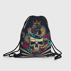 Рюкзак-мешок Змея с короной на черепе, цвет: 3D-принт