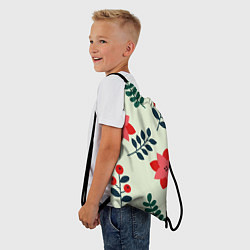 Рюкзак-мешок Цветы, ягоды, листья, цвет: 3D-принт — фото 2