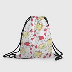 Рюкзак-мешок Новогодний узор на белом фоне, цвет: 3D-принт