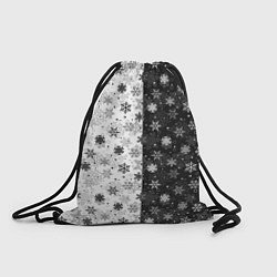 Рюкзак-мешок Чёрно-Белые Снежинки, цвет: 3D-принт