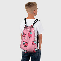 Рюкзак-мешок Among Us - Розовый цвет, цвет: 3D-принт — фото 2