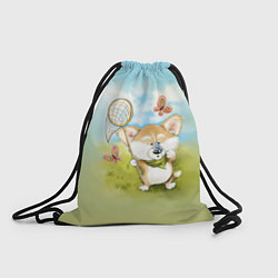 Рюкзак-мешок Корги и бабочка, цвет: 3D-принт