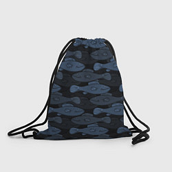 Рюкзак-мешок Синие рыбы на темном фоне, цвет: 3D-принт