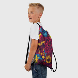 Рюкзак-мешок Цветы - шестеренки, цвет: 3D-принт — фото 2