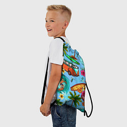 Рюкзак-мешок Пальмы, волны, серфинг, цвет: 3D-принт — фото 2