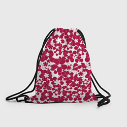 Рюкзак-мешок Бело-красный цветочный, цвет: 3D-принт