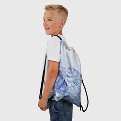 Рюкзак-мешок Синие листья, цвет: 3D-принт — фото 2