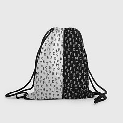 Рюкзак-мешок Руны чёрно-белое, цвет: 3D-принт