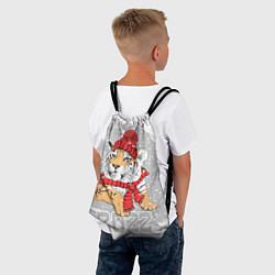 Рюкзак-мешок Тигр в красной шапке, цвет: 3D-принт — фото 2