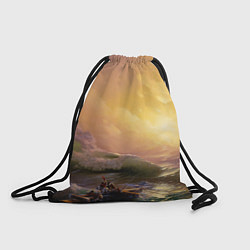 Рюкзак-мешок Шторм в море девятый вал, цвет: 3D-принт