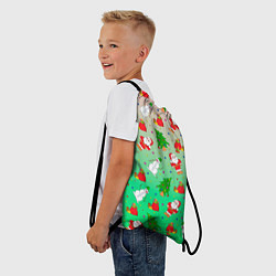 Рюкзак-мешок Новогодний узор елка санта, цвет: 3D-принт — фото 2