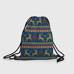 Рюкзак-мешок Новогодний свитер c оленями 3, цвет: 3D-принт