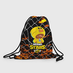 Рюкзак-мешок BRAWL STARS SALLY LEON возле забора, цвет: 3D-принт