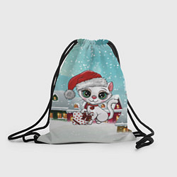 Рюкзак-мешок Милая новогодняя кошечка New Year, цвет: 3D-принт