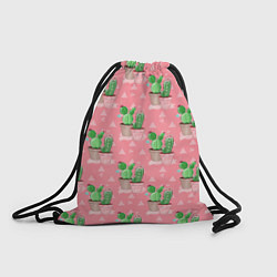 Рюкзак-мешок Кактусы в горшках паттерн, цвет: 3D-принт
