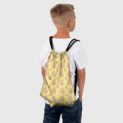 Рюкзак-мешок Розовые пионы на желтом фоне, цвет: 3D-принт — фото 2
