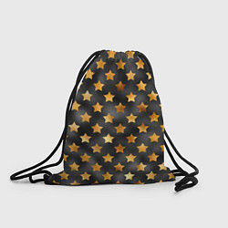 Рюкзак-мешок Золотые звезды на черном, цвет: 3D-принт