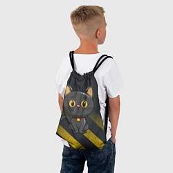 Рюкзак-мешок Черный кот желтые полосы, цвет: 3D-принт — фото 2