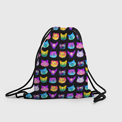 Рюкзак-мешок Кислотные морды котиков, цвет: 3D-принт