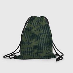 Рюкзак-мешок Абстрактный геометрический зеленый камуфляж, цвет: 3D-принт